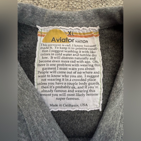 Aviator Nation 🌈 Grey Black Bolt Neon Chevron Sweatshirt Size Extra Large - Picture 4 of 6